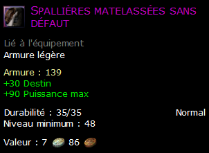 Spallières matelassées sans défaut