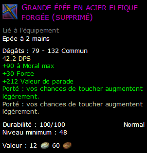 Grande épée en acier elfique forgée (supprimé)