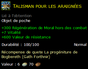 Talisman pour les araignées