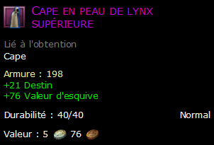 Cape en peau de lynx supérieure