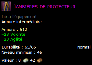 Jambières de protecteur