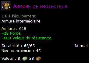 Armure de protecteur