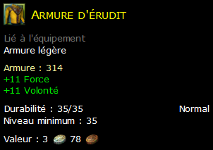 Armure d'érudit