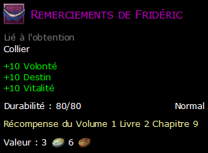 Remerciements de Fridéric