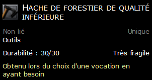 Hache de forestier de qualité inférieure