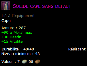 Solide cape sans défaut