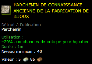 Parchemin de connaissance ancienne de la fabrication de bijoux