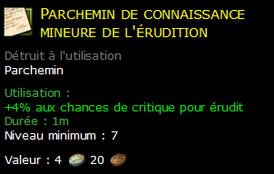 Parchemin de connaissance mineure de l'érudition