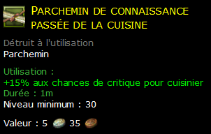 Parchemin de connaissance passée de la cuisine