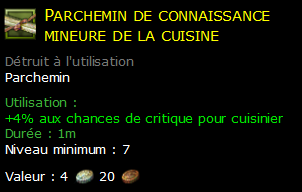 Parchemin de connaissance mineure de la cuisine