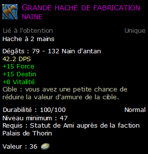 Grande hache de fabrication naine