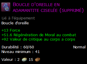 Boucle d'oreille en adamantite ciselée (supprimé)