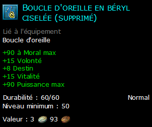 Boucle d'oreille en béryl ciselée (supprimé)