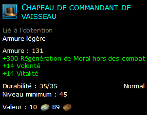 Chapeau de commandant de vaisseau