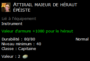 Attirail majeur de héraut épéiste