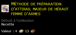 Méthode de préparation d'attirail majeur de héraut femme d'armes