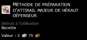 Méthode de préparation d'attirail majeur de héraut défenseur