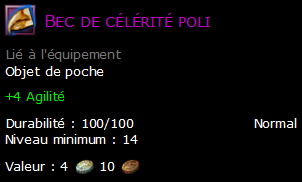 Bec de célérité poli