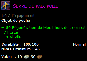 Serre de paix polie