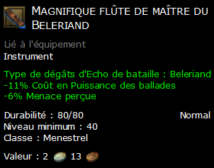 Magnifique flûte de maître du Beleriand