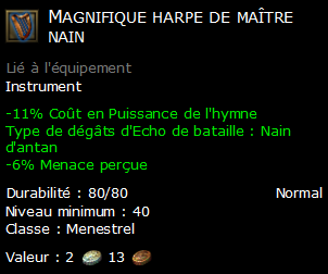 Magnifique harpe de maître nain