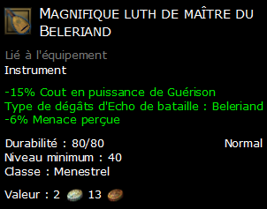 Magnifique luth de maître du Beleriand