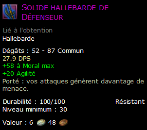 Solide hallebarde de Défenseur