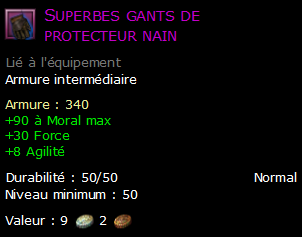 Superbes gants de protecteur nain