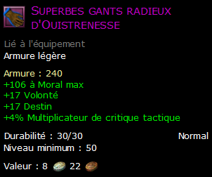 Superbes gants radieux d'Ouistrenesse