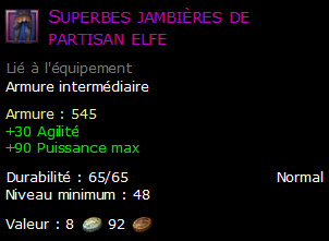 Superbes jambières de partisan elfe