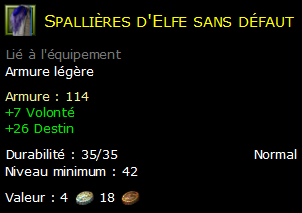 Spallières d'Elfe sans défaut