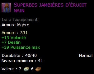 Superbes jambières d'érudit nain