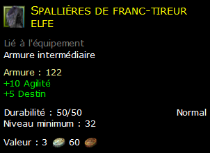 Spallières de franc-tireur elfe