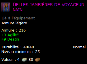 Belles jambières de voyageur nain