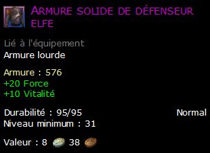 Armure solide de défenseur elfe