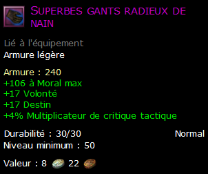 Superbes gants radieux de nain