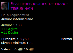 Spallières rigides de franc-tireur nain