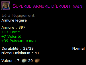 Superbe armure d'érudit nain