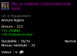 Belle armure d'explorateur nain