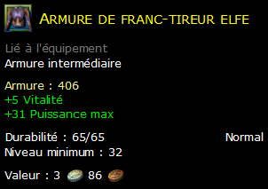 Armure de franc-tireur elfe