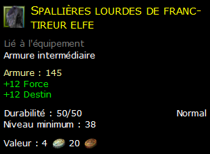 Spallières lourdes de franc-tireur elfe