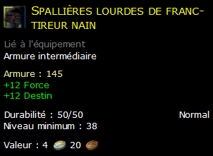 Spallières lourdes de franc-tireur nain