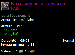 Belle armure de chasseur nain