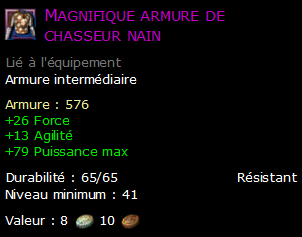 Magnifique armure de chasseur nain