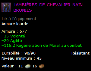 Jambières de chevalier nain brunies