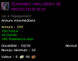 Superbes spallières de protecteur elfe