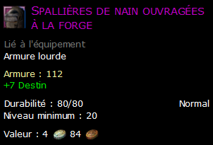 Spallières de nain ouvragées à la forge