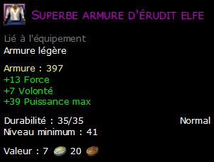 Superbe armure d'érudit elfe