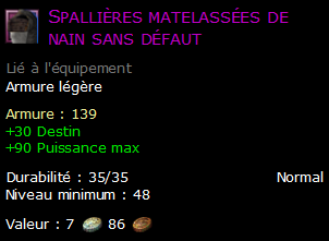 Spallières matelassées de nain sans défaut