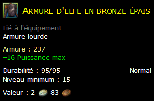 Armure d'elfe en bronze épais